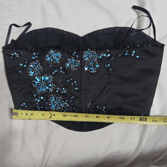 Jovani 2 Piece Corset And Skirt Set Black Withe Beaded And Sequins Detail Sz 2 - Picture 14 of 16